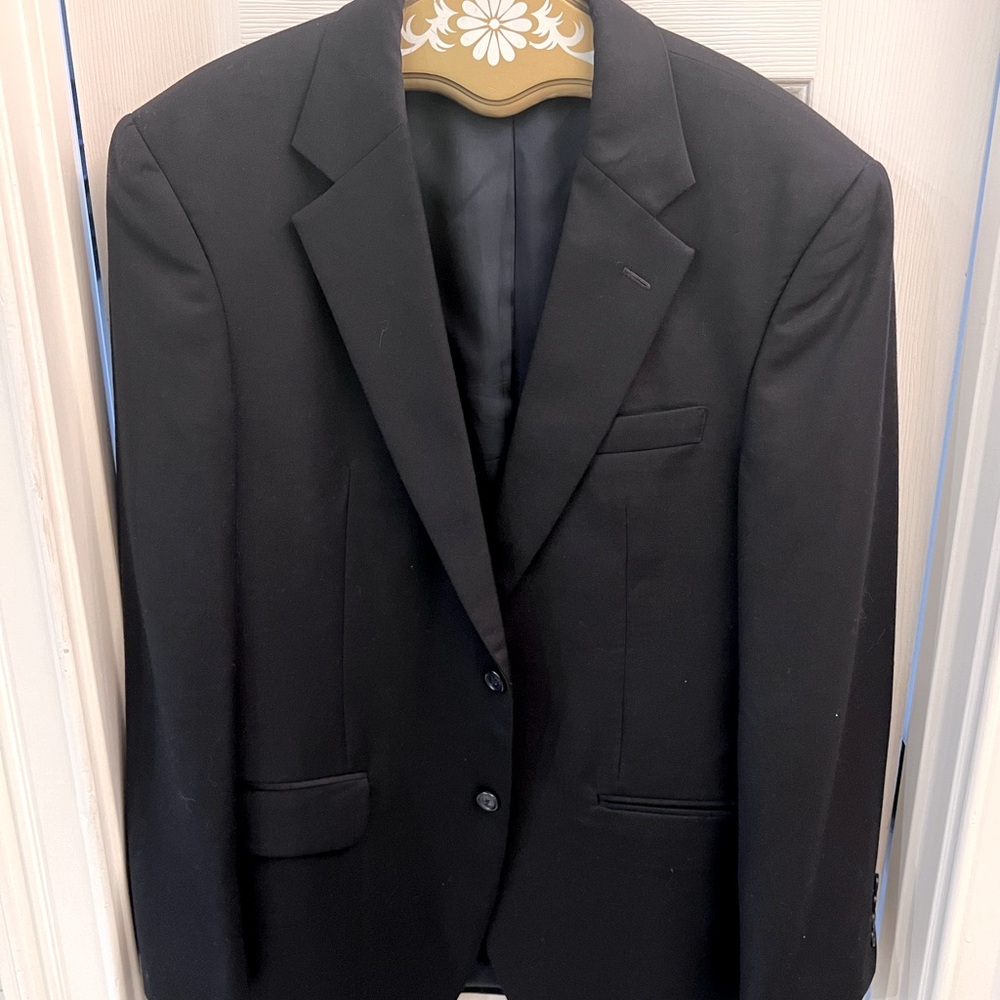 Jos A. Bank Mens Wool Suit Blazer Long Sleeve Notch Lapel Pockets Black Size 40R